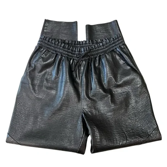 Ramy Brooke New York Samson Black Faux Leather High Rise Jogger Pants Womens Med - Picture 9 of 14